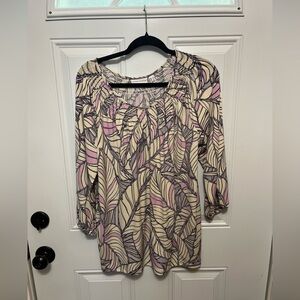 Susan Graver Purple multicolor Print Blouse NWOT Large